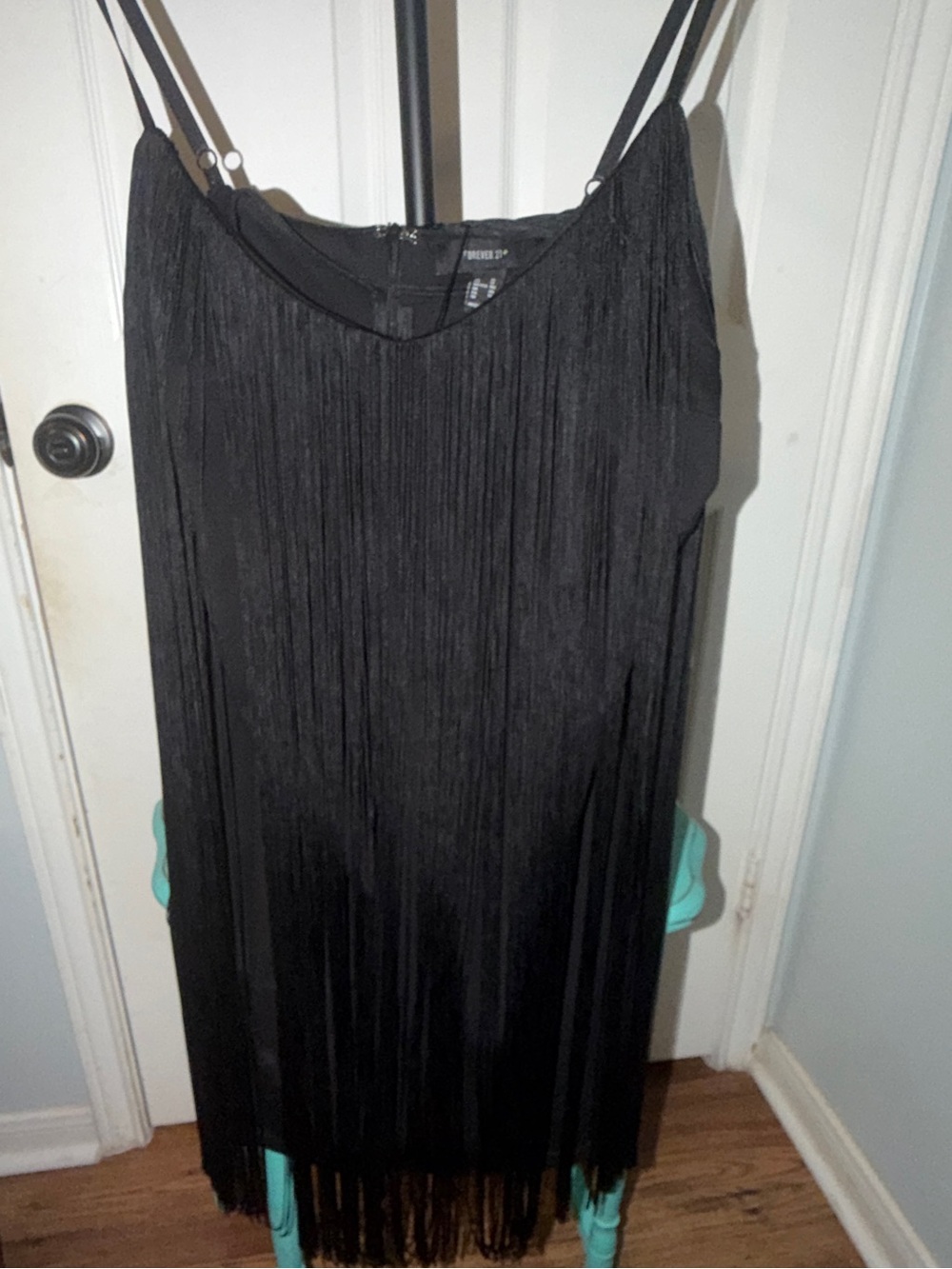 Forever 21 Black Fringe Slip Mini Dress. Costume Flapper Girl